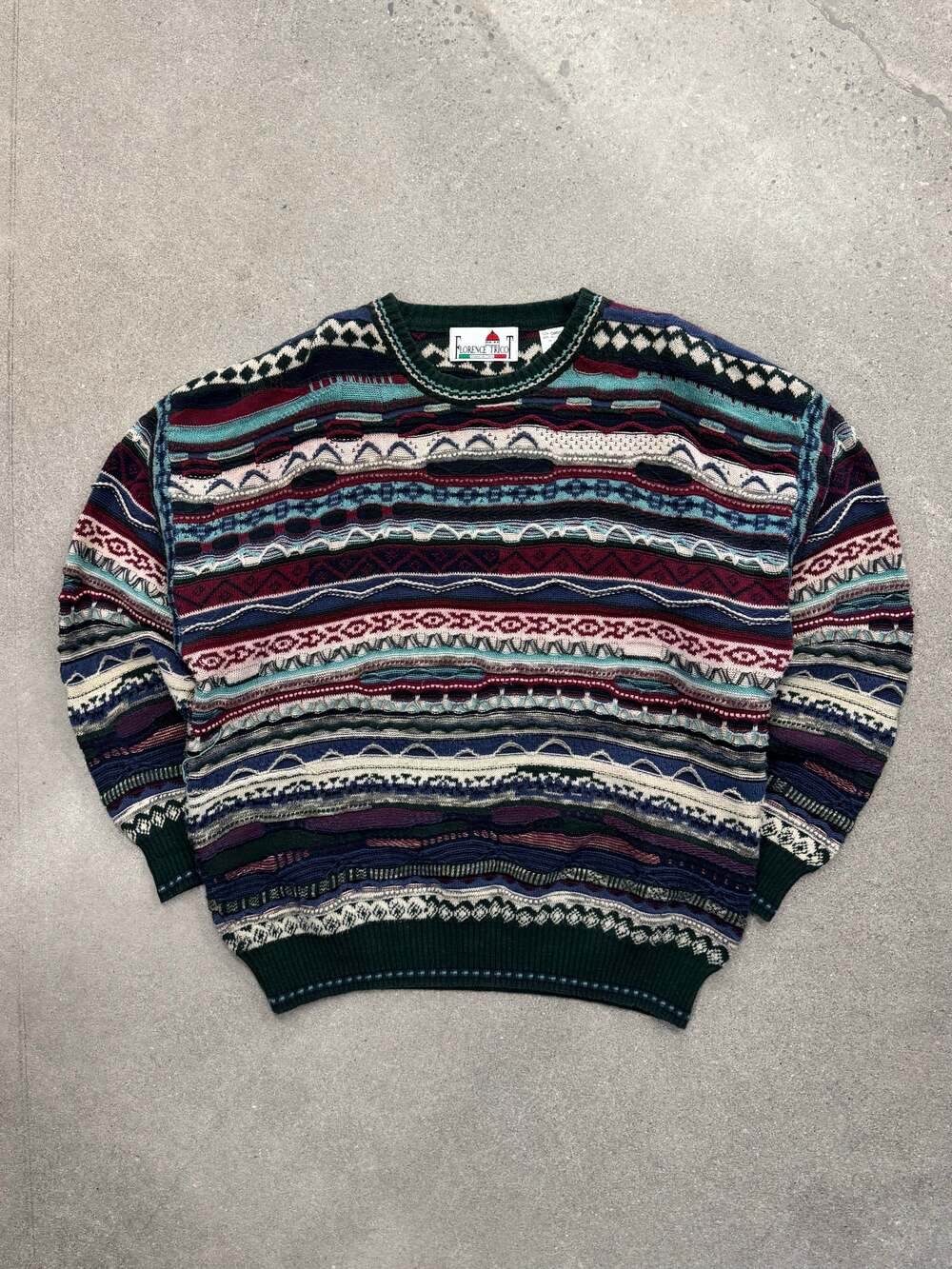 Vintage 90s Florence Tricot 3D Cable Knit Sweater - XL